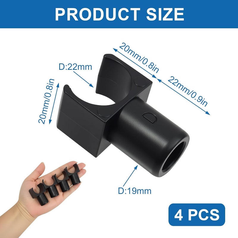 Dedoda 4 Pack Wheelchair Seat Rail Guide Replacement Fits 7/8 Inch Tubing, Steel Standard Wheelchairs and Transport Chairs Common Parts, Wheelchair Supplier, Detachable Arm Frame Seat Rail Guide, (Black) - Image 2
